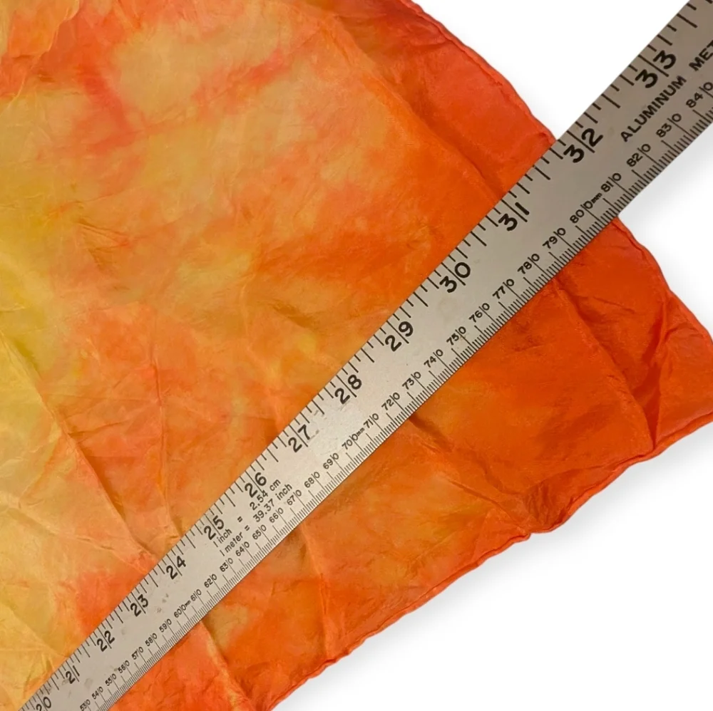 VINTAGE Silk Tie-Dye Shawl Sunburst Yellow Orange Scarf 32x32